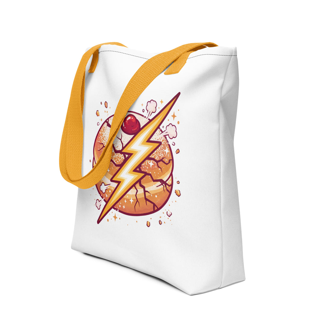 Sufganiyah Lightning Jewish pride tote bag in Yellow - detail view