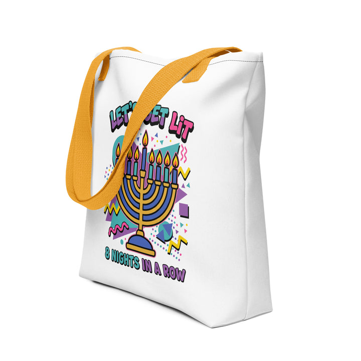 Lets Get Lit 90s Jewish pride tote bag in Yellow - detail view