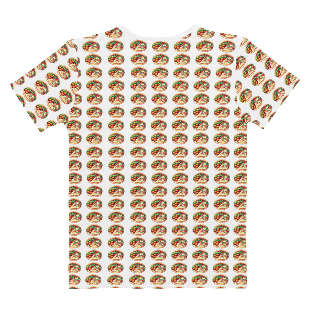 Women's Crew Neck T-Shirt | Falafel Party 16 Bit All Over