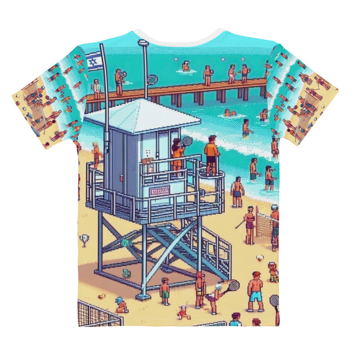 Women's Crew Neck T-Shirt | TLV Frishman Beach 16 Bit All Over
