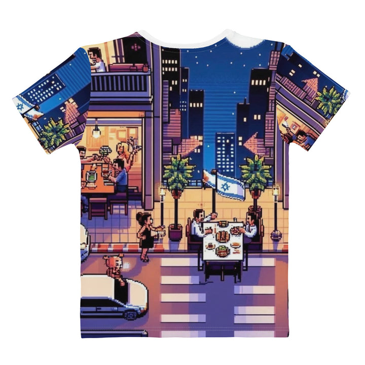Women's Crew Neck T-Shirt | TLV Nightlife 16 Bit All Over
