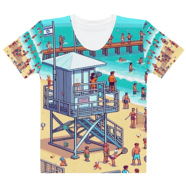 Women's Crew Neck T-Shirt | TLV Frishman Beach 16 Bit All Over