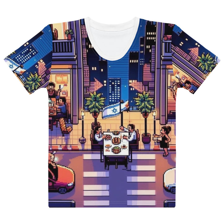 Women's Crew Neck T-Shirt | TLV Nightlife 16 Bit All Over