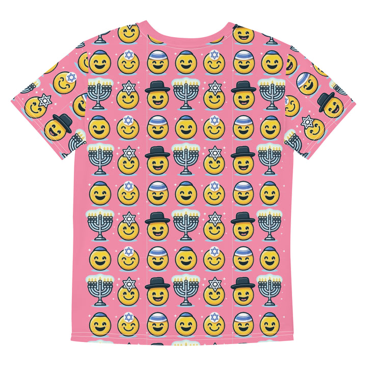 Youth T-Shirt | Jewish Emoji All Over Pink