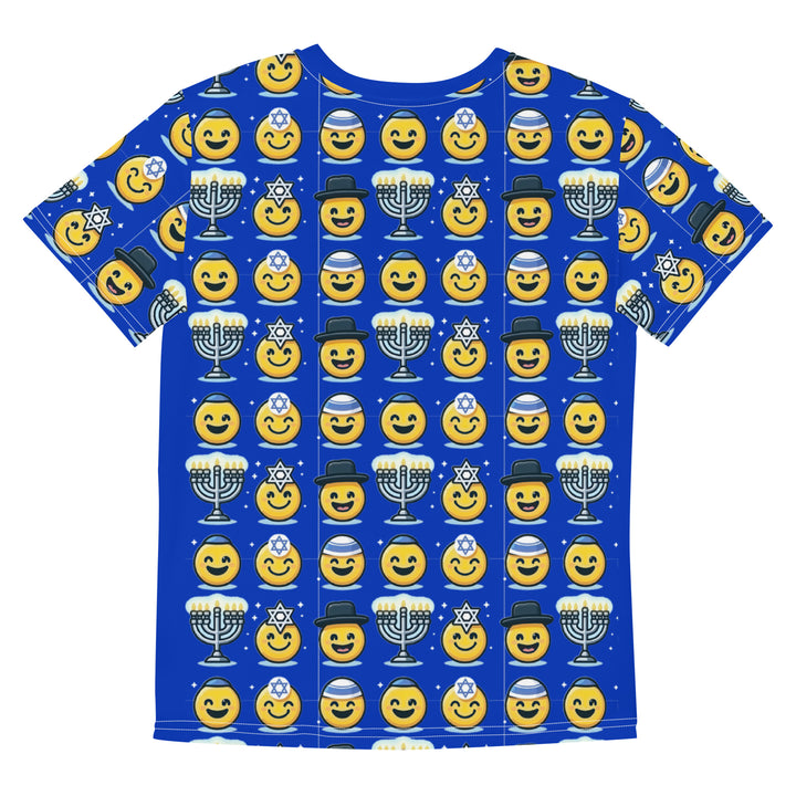 Youth T-Shirt | Jewish Emoji All Over Blue