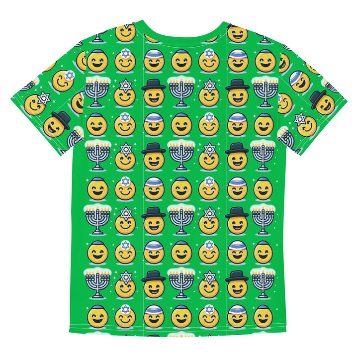 Youth T-Shirt | Jewish Emoji All Over Green