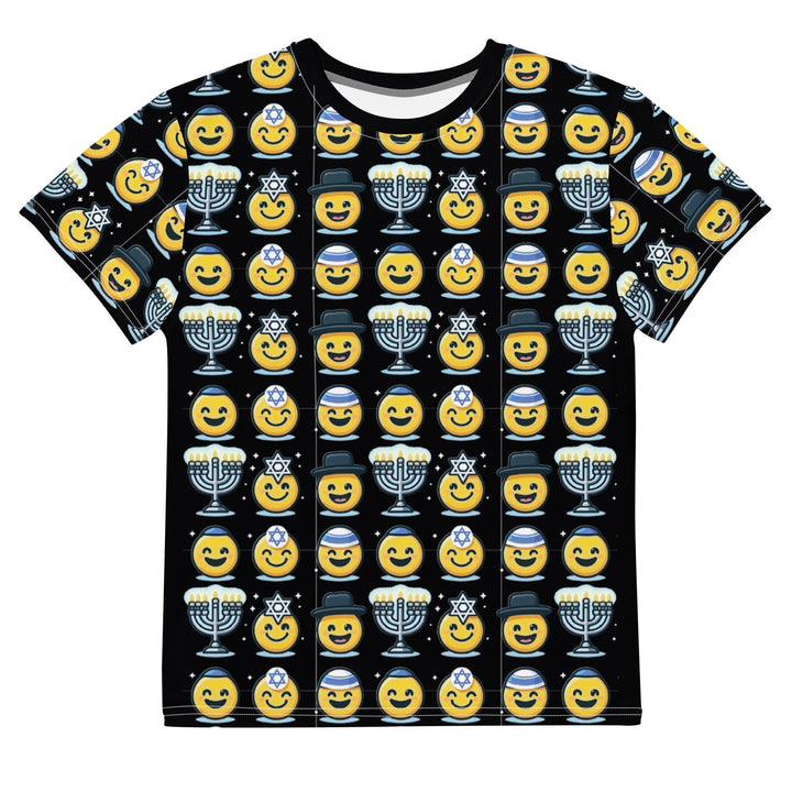 Youth T-Shirt | Jewish Emoji All Over Black