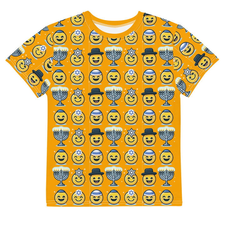Youth T-Shirt | Jewish Emoji All Over Orange