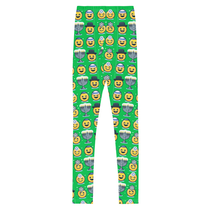 Youth Leggings | Jewish Emoji Green
