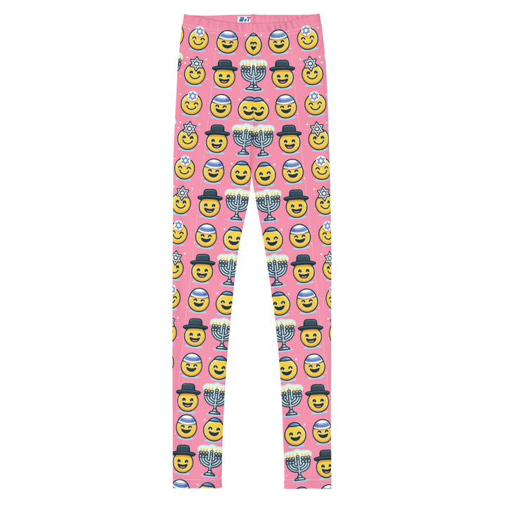 Youth Leggings | Jewish Emoji Pink
