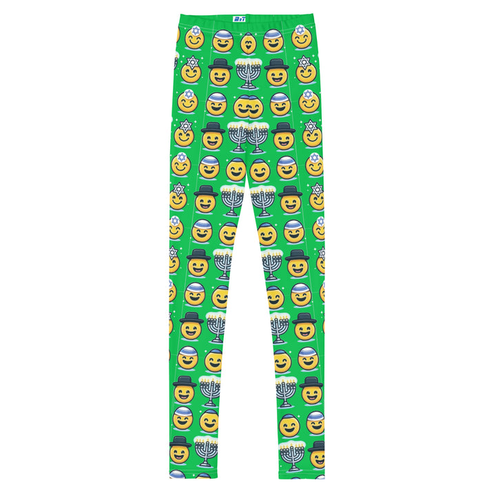 Youth Leggings | Jewish Emoji Green