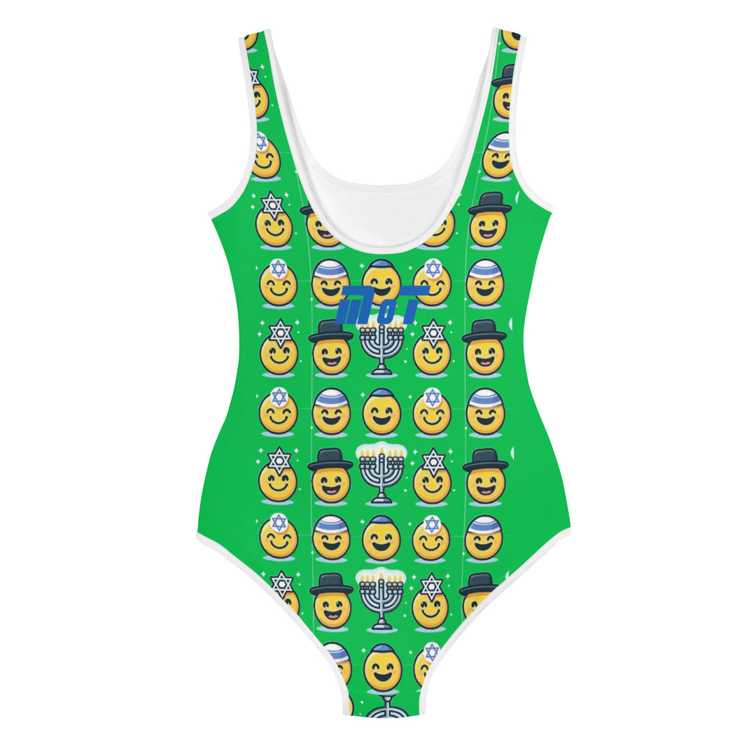 Youth Swimsuit | Jewish Emoji Green