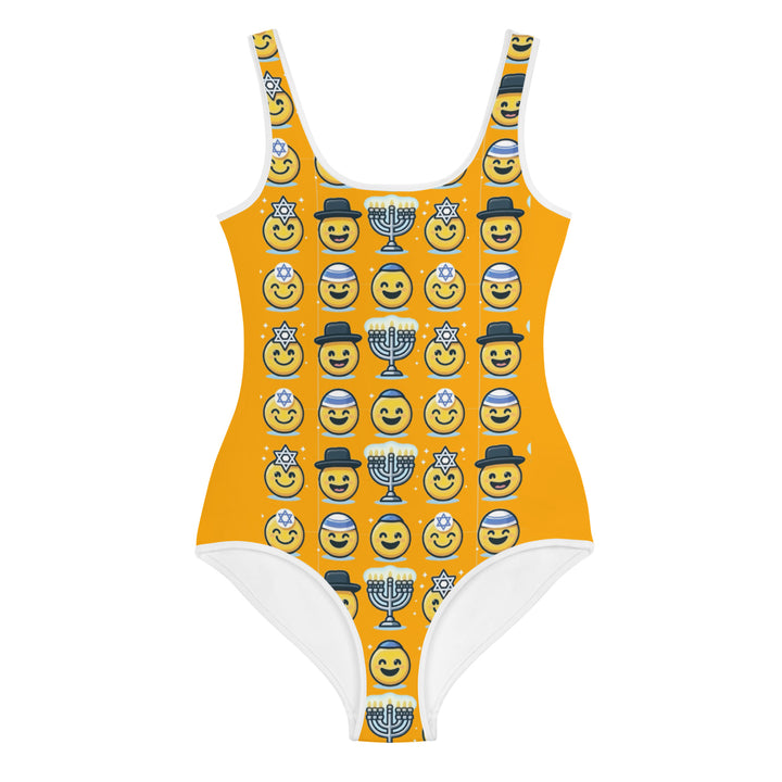 Youth Swimsuit | Jewish Emoji Orange
