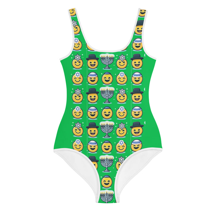 Youth Swimsuit | Jewish Emoji Green