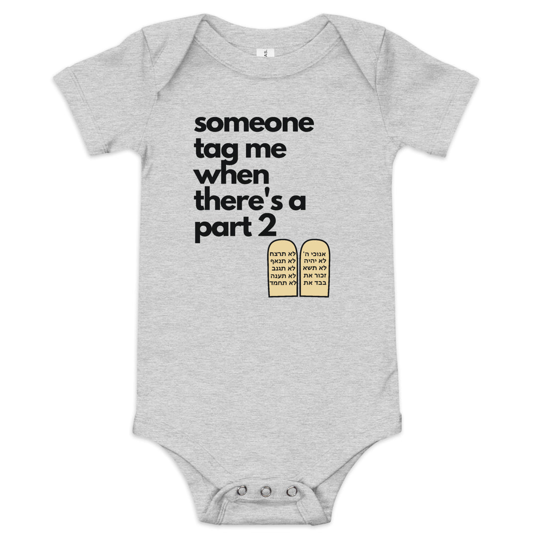 Someone Tag Me Jewish pride kids baby short sleeve one piece in Athletic Heather - back view