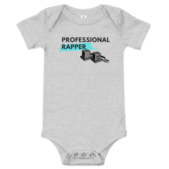 Professional Rapper Jewish pride kids baby short sleeve one piece in Athletic Heather - detail view