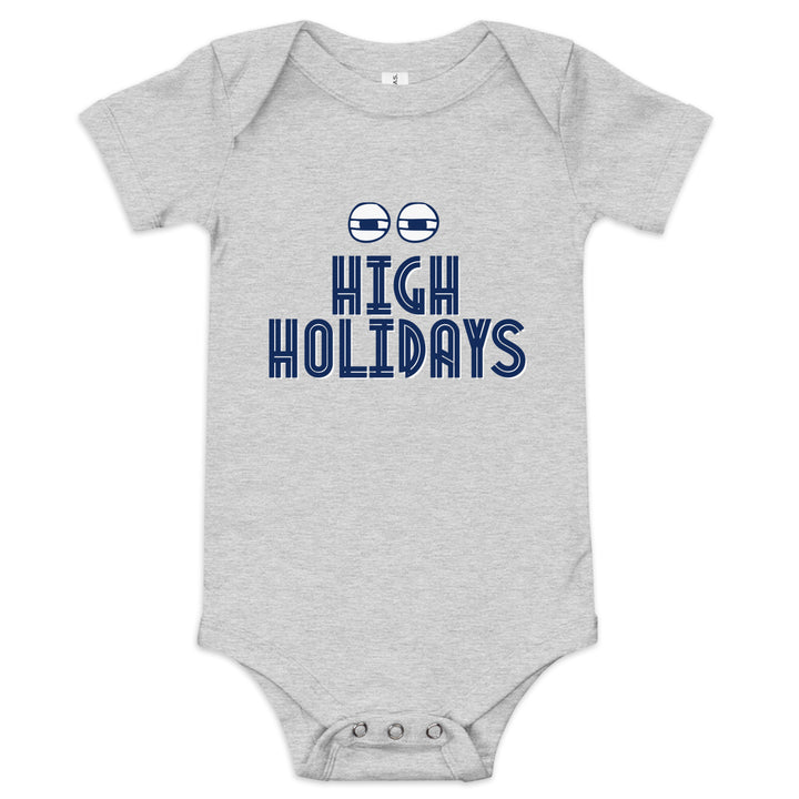 High Holidays Jewish pride kids baby short sleeve one piece in Athletic Heather - close-up
