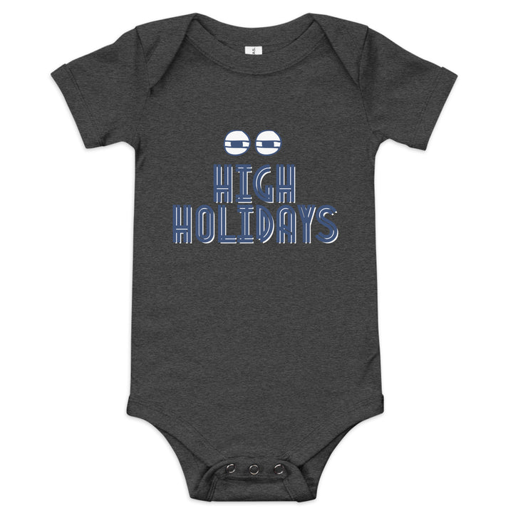 High Holidays Jewish pride kids baby short sleeve one piece in Dark Grey Heather - detail view