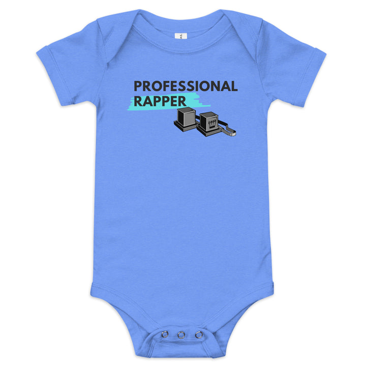 Professional Rapper Jewish pride kids baby short sleeve one piece in Heather Columbia Blue - back view