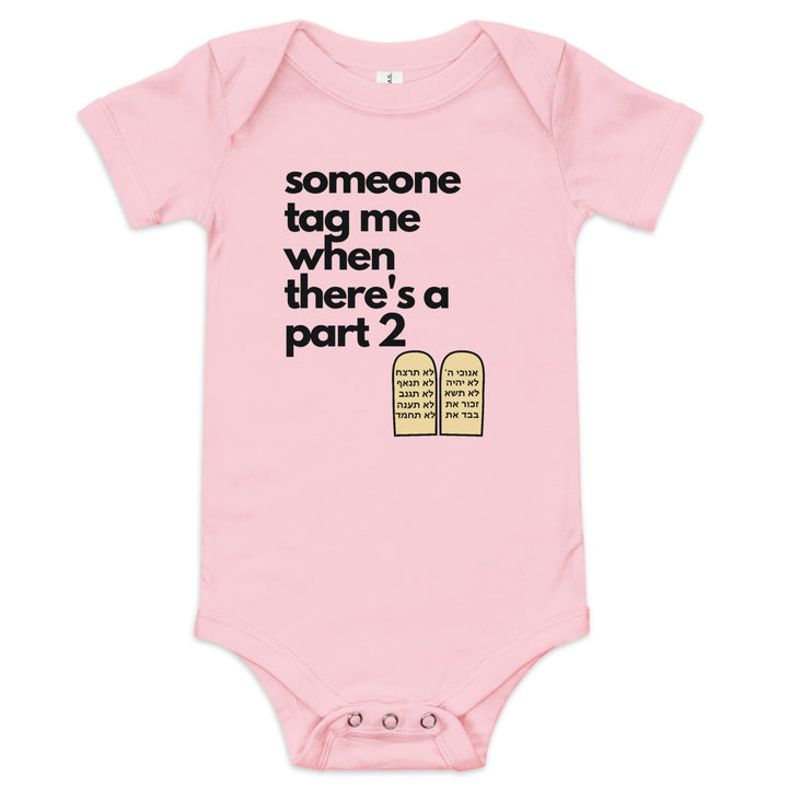 Someone Tag Me Jewish pride kids baby short sleeve one piece in Pink - detail view