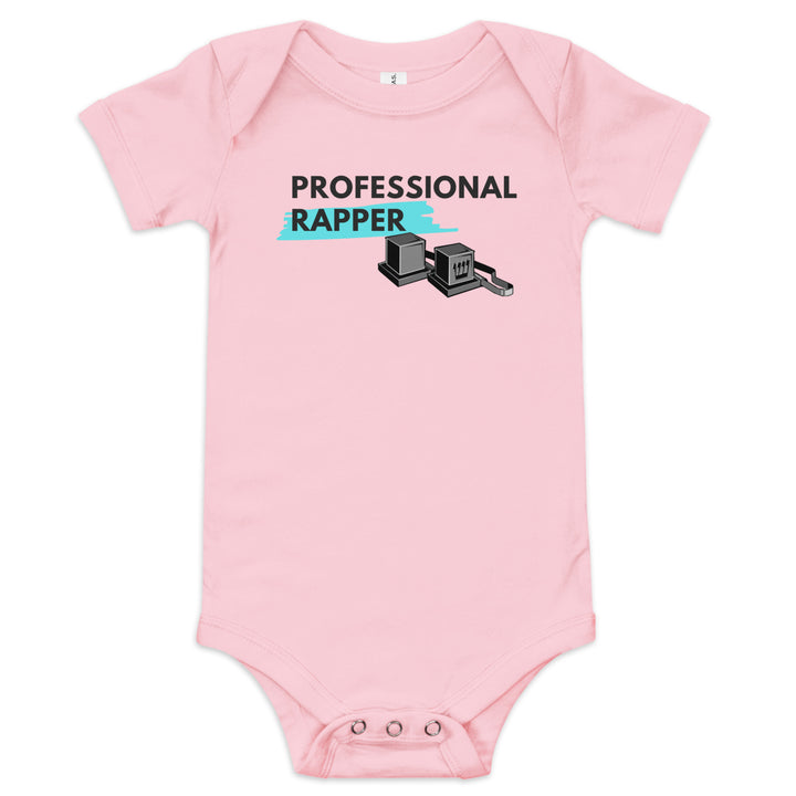 Professional Rapper Jewish pride kids baby short sleeve one piece in Pink - front view