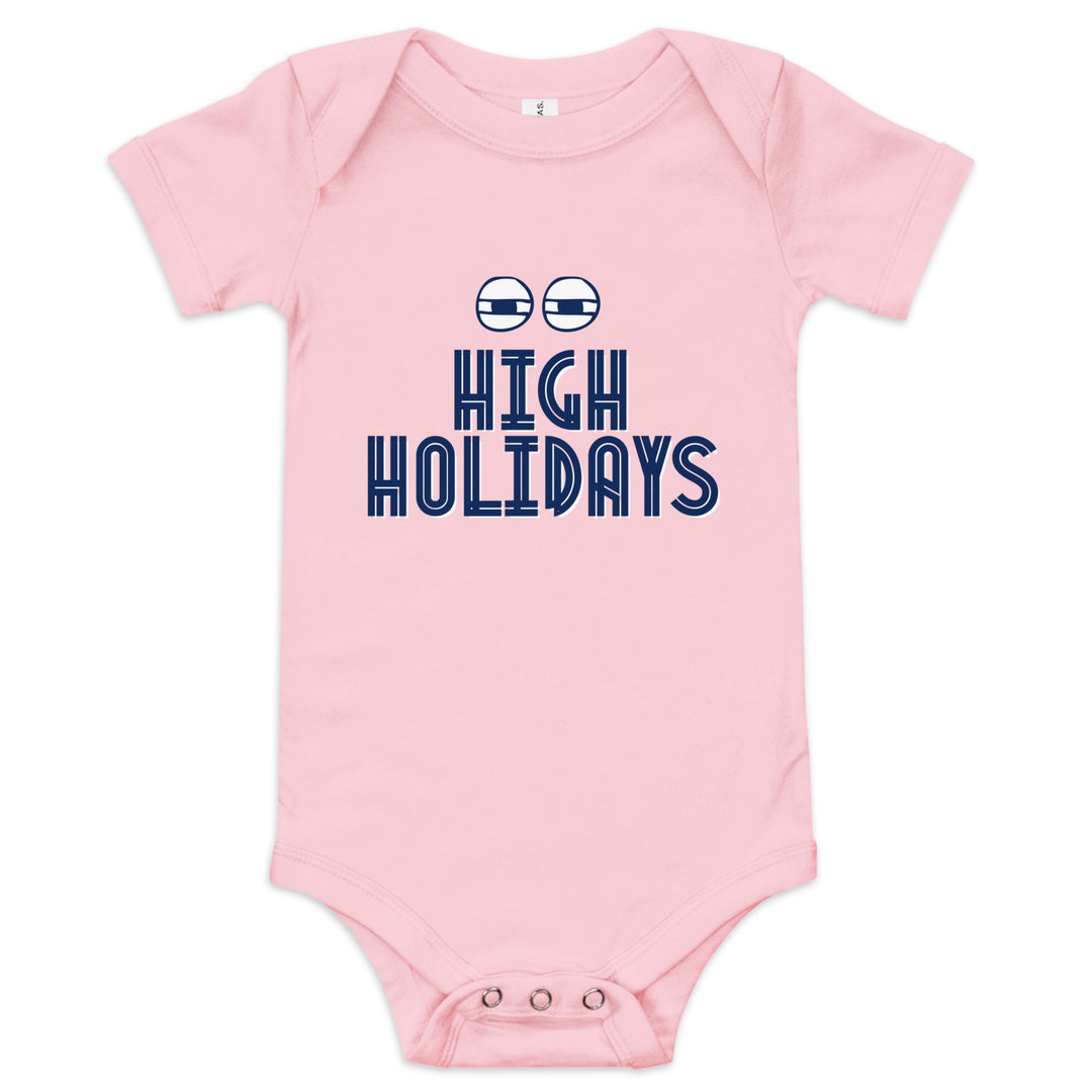 High Holidays Jewish pride kids baby short sleeve one piece in Pink - front view