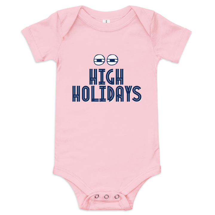 High Holidays Jewish pride kids baby short sleeve one piece in Pink - front view