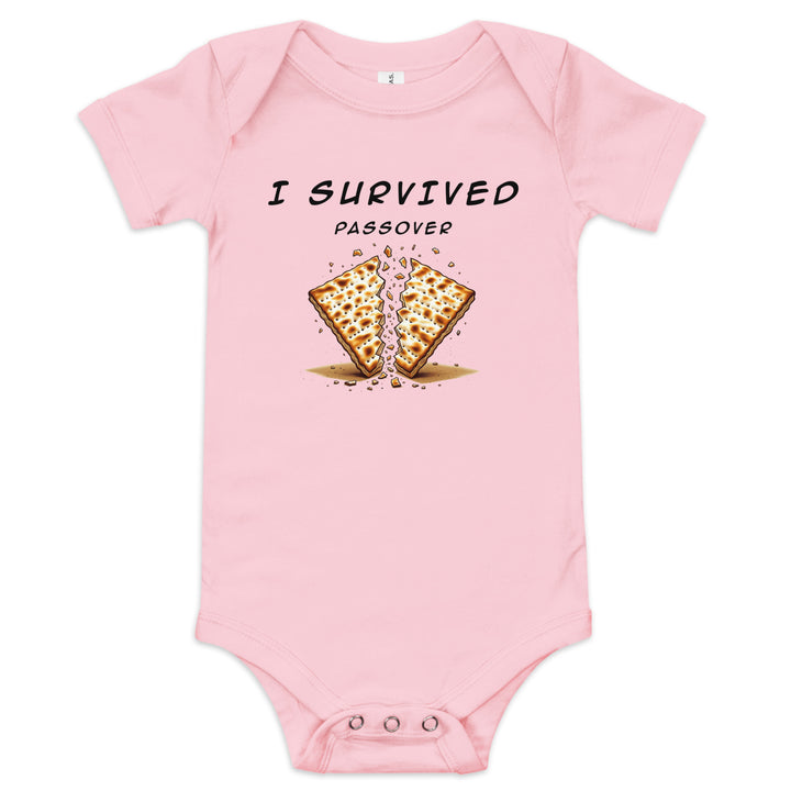 Passover Jewish pride kids baby short sleeve one piece in Pink - side view