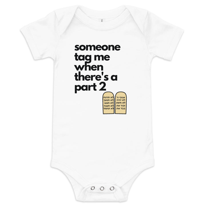 Someone Tag Me Jewish pride kids baby short sleeve one piece in White - flat lay