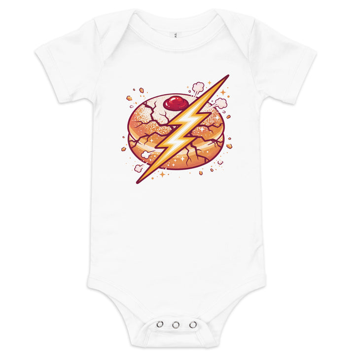 Sufganiyah Lightning Jewish pride kids baby short sleeve one piece in White - side view