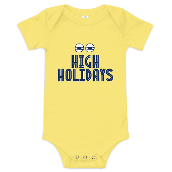 High Holidays Jewish pride kids baby short sleeve one piece in Yellow - flat lay