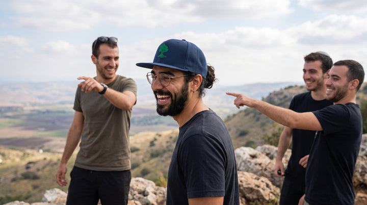 Golani classic snapback hat worn by a man at a viewpoint on the Golan Heights – MoT Member of the Tribe