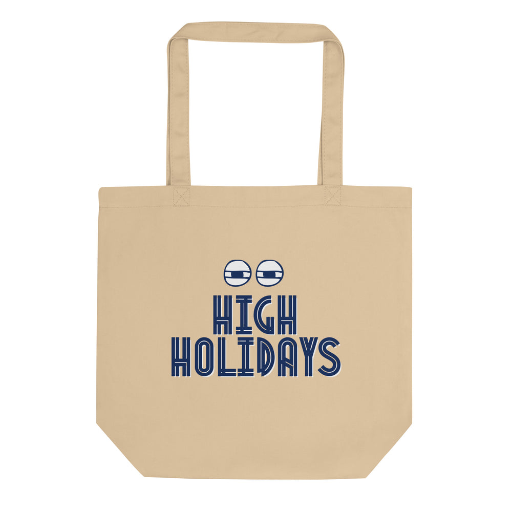 High Holidays Jewish pride organic tote bag in Oyster - back view