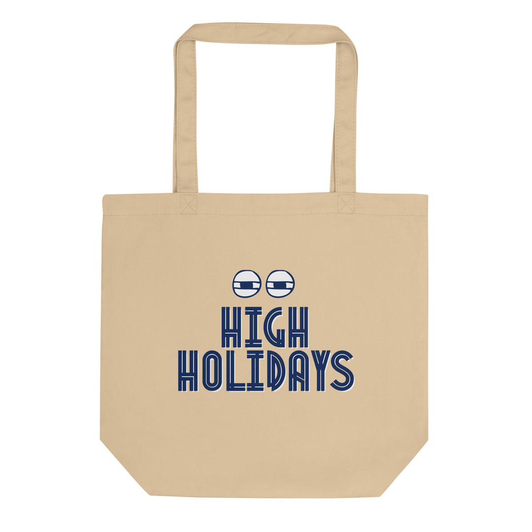 High Holidays Jewish pride organic tote bag in Oyster - back view