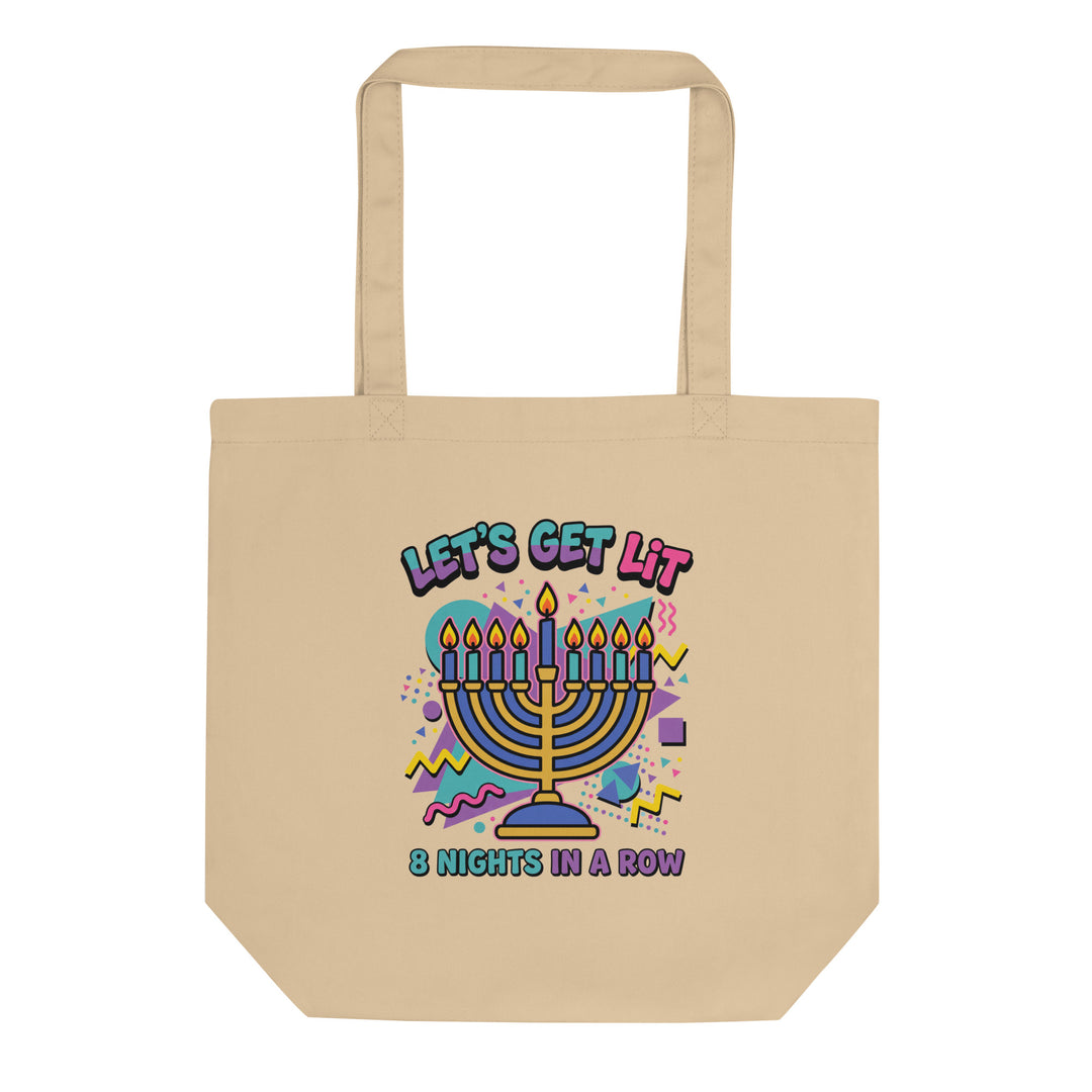 Lets Get Lit 90s Jewish pride organic tote bag - front view