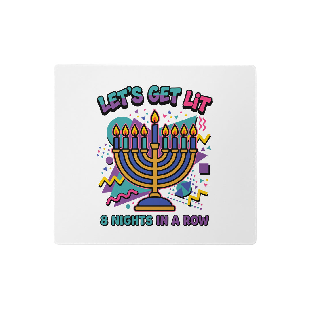 Lets Get Lit 90s Jewish pride gaming mouse pad - back view