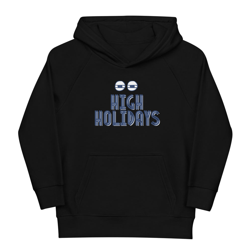 High Holidays Jewish pride kids organic hoodie in Black - back view
