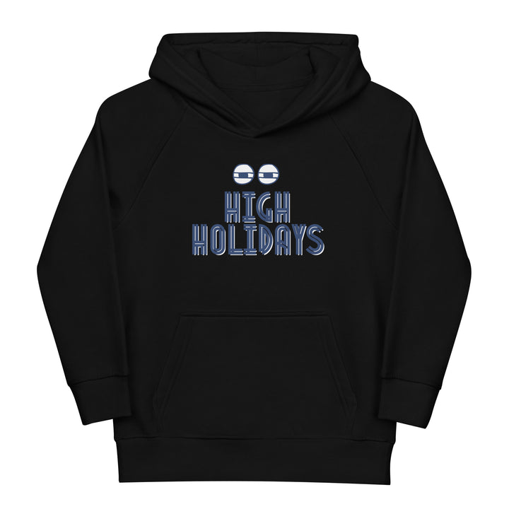 High Holidays Jewish pride kids organic hoodie in Black - back view