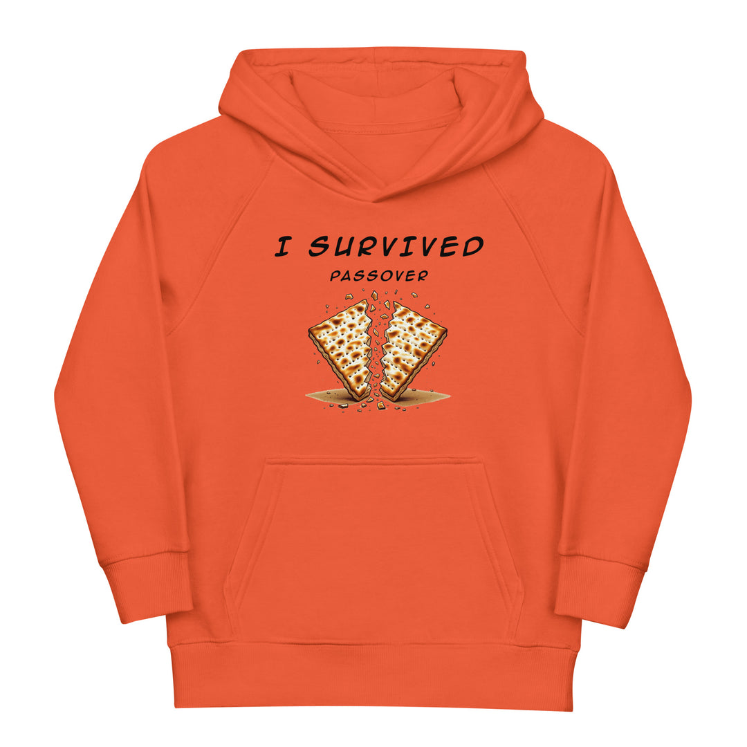 Passover Jewish pride kids organic hoodie in Burnt Orange - front view