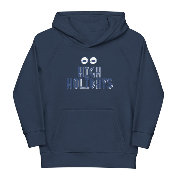 High Holidays Jewish pride kids organic hoodie in French Navy - detail view
