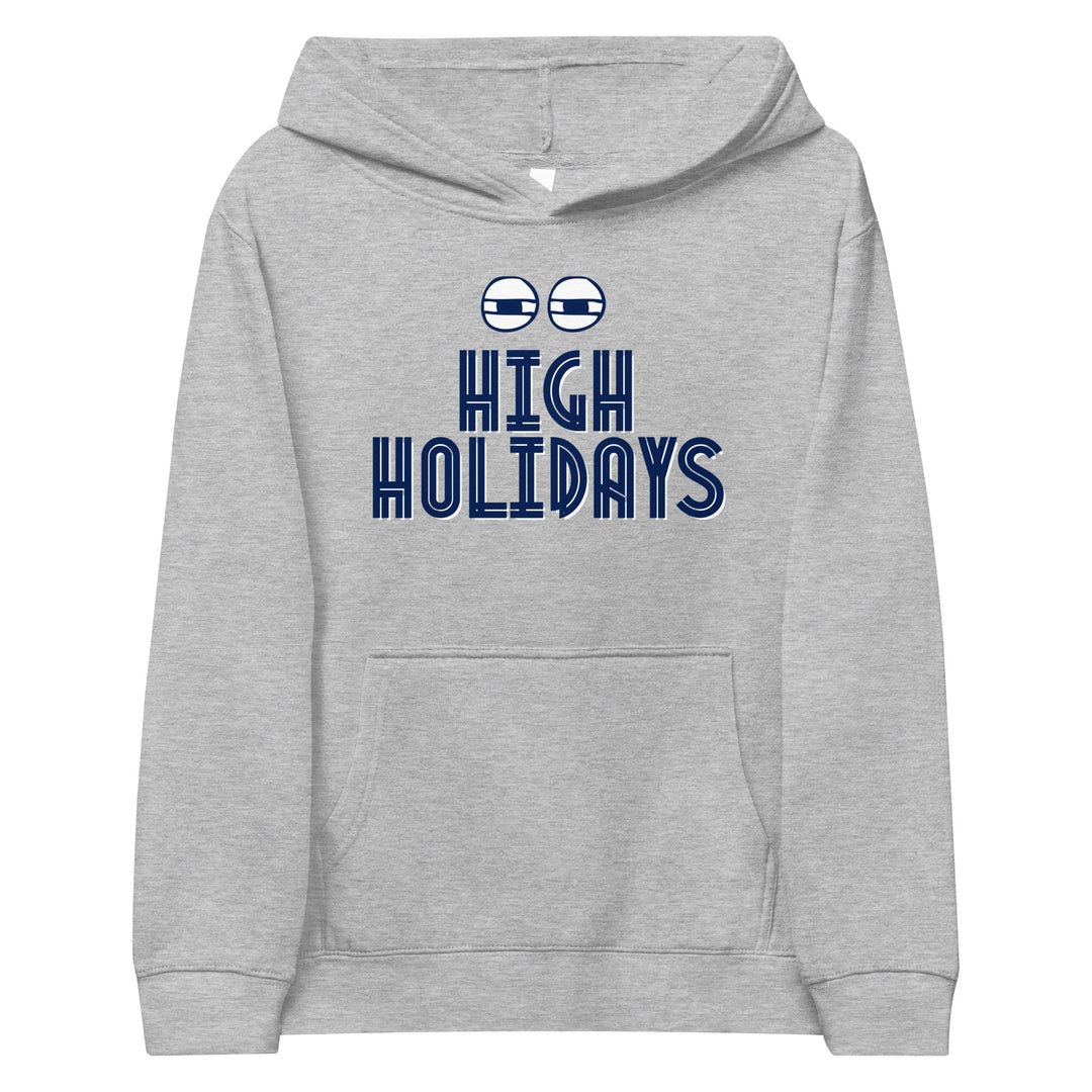 High Holidays Jewish pride kids fleece hoodie in Athletic Heather - detail view