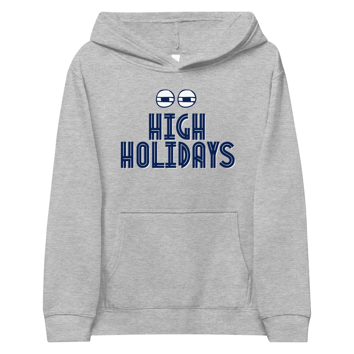 High Holidays Jewish pride kids fleece hoodie in Athletic Heather - detail view
