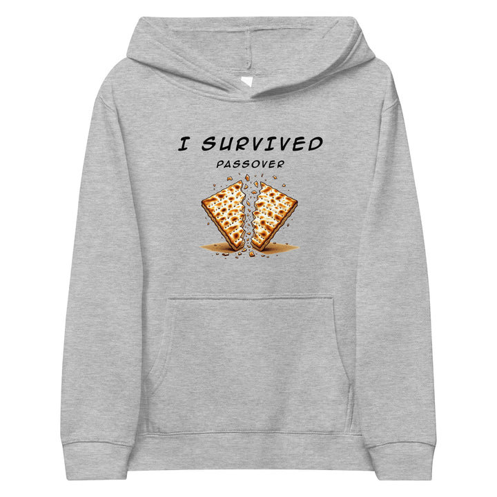 Passover Jewish pride kids fleece hoodie in Athletic Heather - front view
