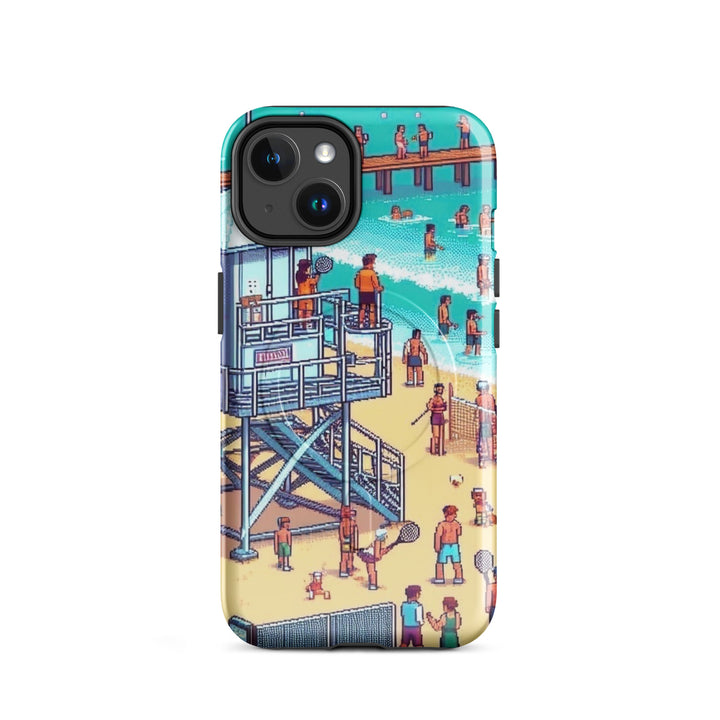 TLV Frishman beach 16 Bit Jewish pride magsafe® tough case for iphone® in Glossy - back view