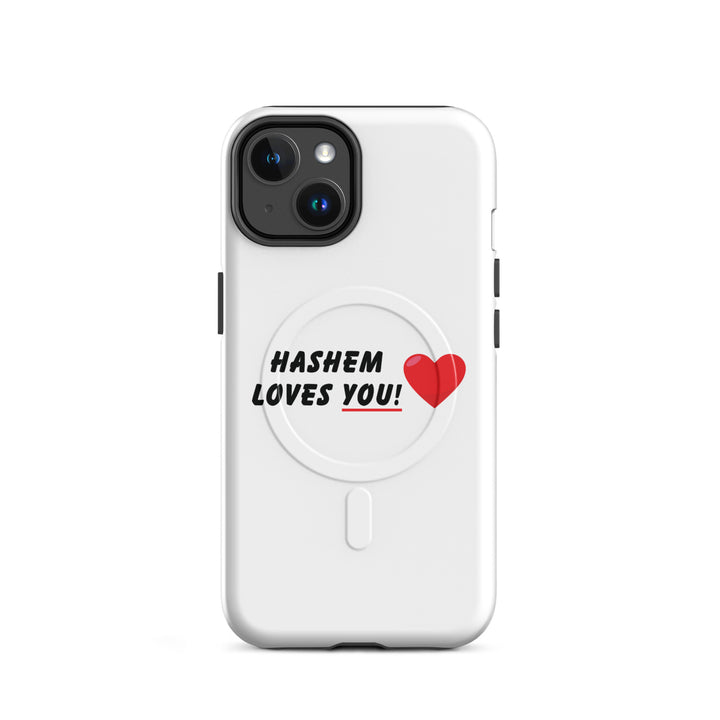 Hashem Loves You Jewish pride magsafe® tough case for iphone® in Glossy - back view