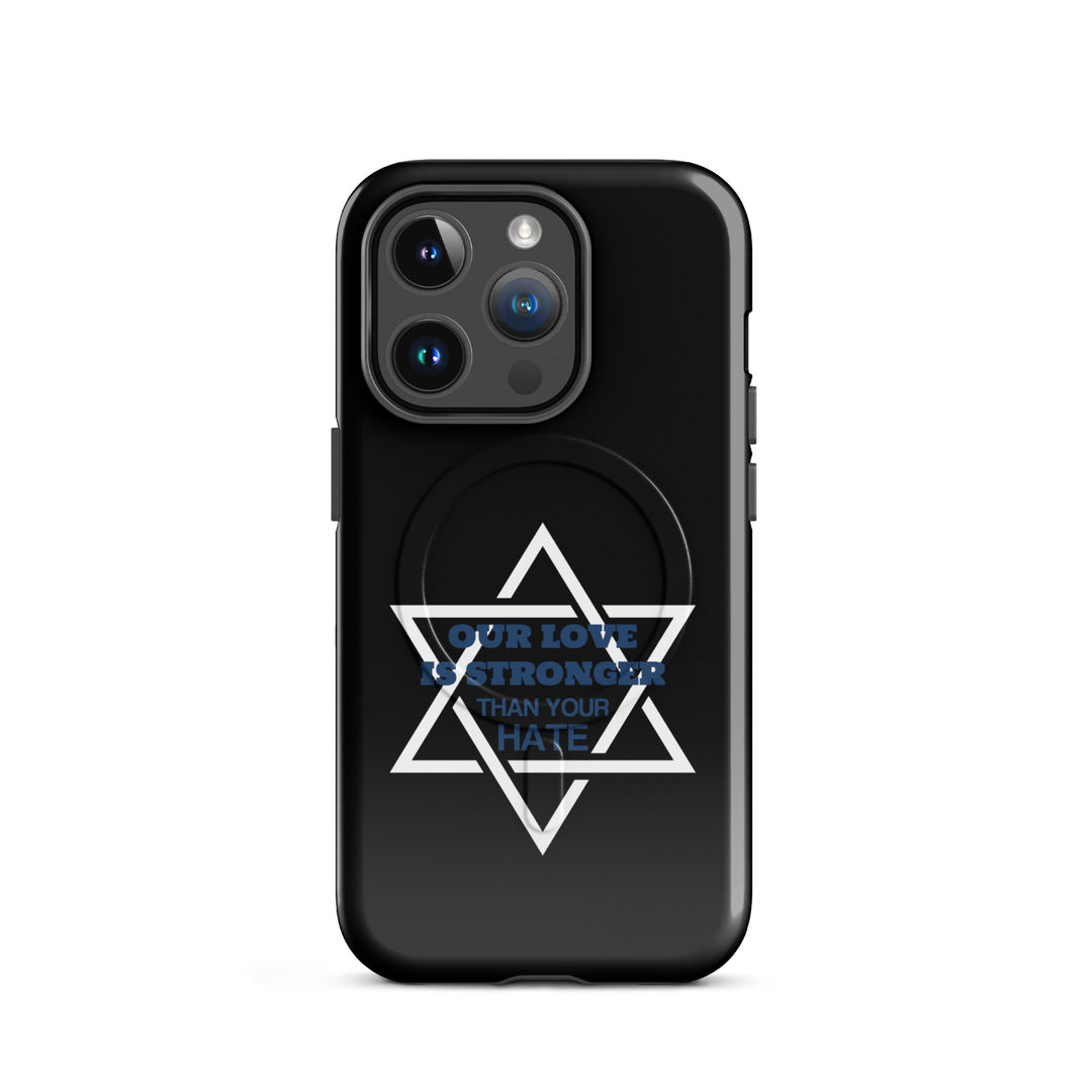 Our Love is Stronger Jewish pride magsafe® tough case for iphone® in Glossy - lifestyle shot
