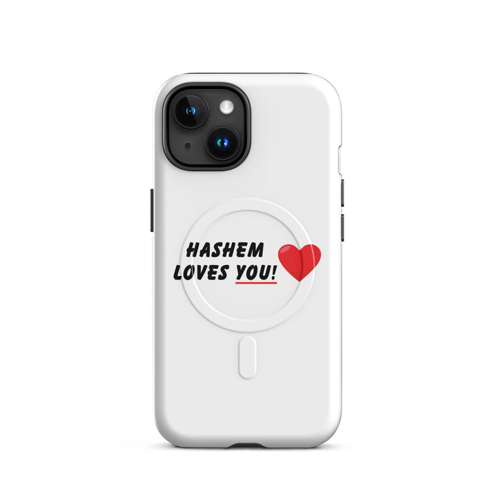 Hashem Loves You Jewish pride magsafe® tough case for iphone® in Glossy - back view