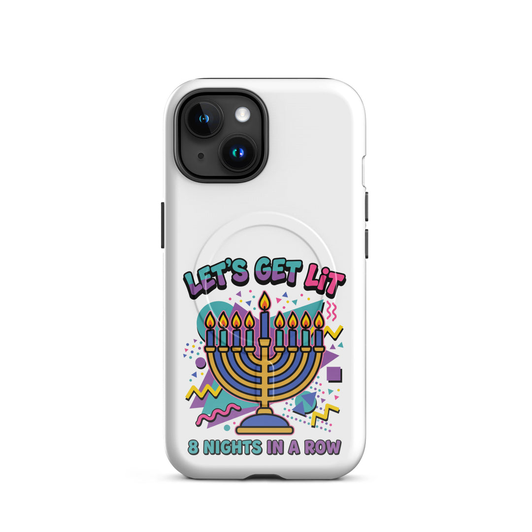 Lets Get Lit 90s Jewish pride magsafe® tough case for iphone® in Glossy - back view
