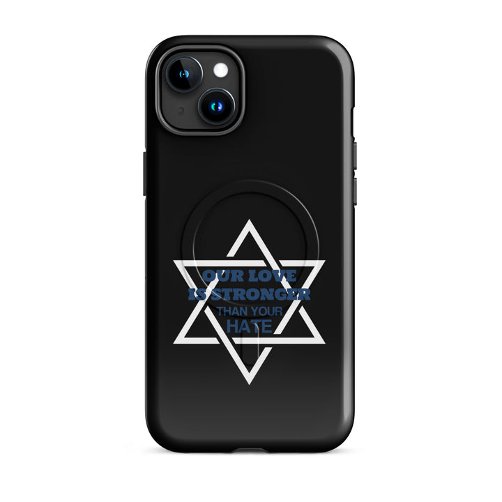Our Love is Stronger Jewish pride magsafe® tough case for iphone® in Glossy - close-up