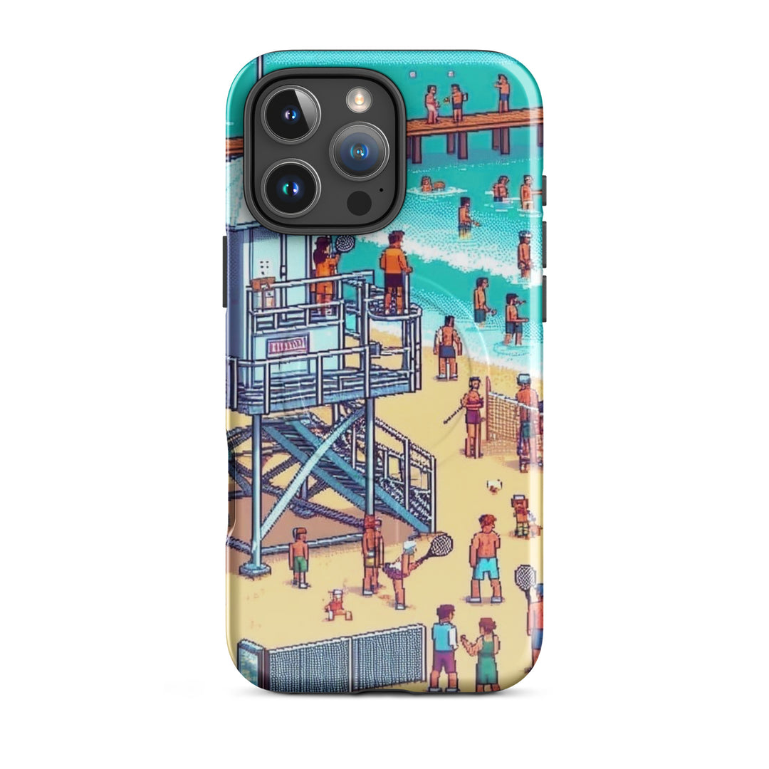 TLV Frishman beach 16 Bit Jewish pride magsafe® tough case for iphone® in Glossy - folded view